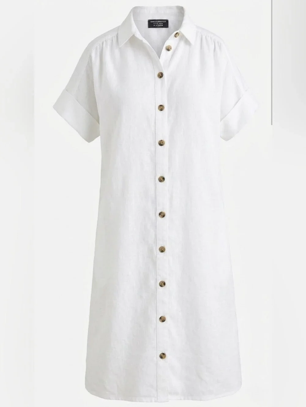 NWT J.Crew Relaxed-fit Short-sleeve White Baird McNutt Irish Linen Shirtdress XS